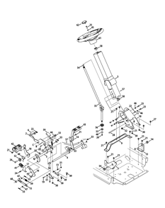 Steering Column And Pedal Controls Diagram and Parts List for RZT-S42 (17AF2BDS010-17WF2BDS010-17WF2BDS056-17WF2BDS210)(2012) Cub Cadet Lawn Tractor